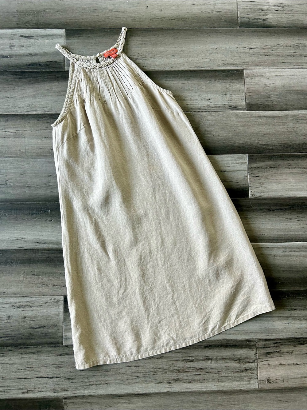 Relax by Tommy Bahama Beige Linen High Cut Neck Shift Dress - Picture 2 of 12